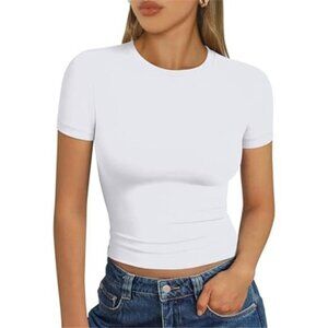 Womens Short Sleeve T Shirt - Buttery Soft Summer Crop Tops Slim